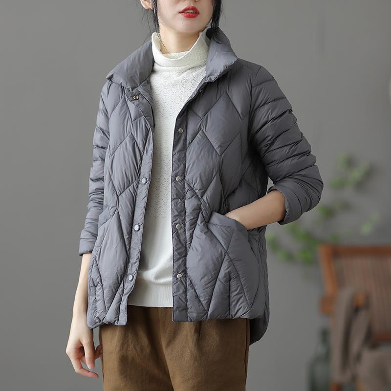 Jachetă Trendy Retro Albă cu Puf de Rață pentru Femei - Ușoară, Croială Largă, Scurtă, Palton de Iarnă 2024.