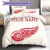 Custom Name,Detroit Red Wings Pattern Bedding Home Decoration Birthday Gift ( 1 Duvet Cover + 2 Pillowcase, Without Core),fan Merchandise.