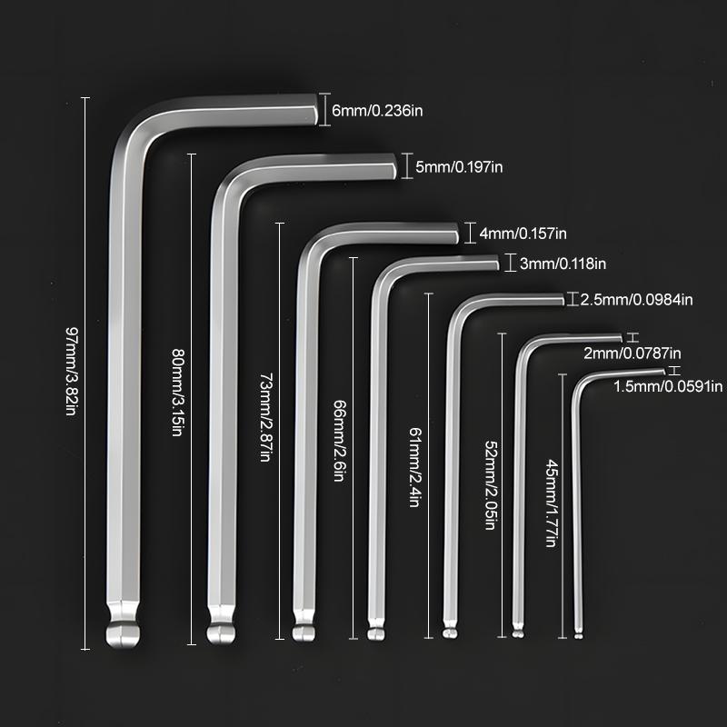 7 Pcs Allen Key Sets Hexagon Spanner Universal Hex Wrench Screwdrivers Six-Lens Ball Keys Hand Tools For Bicycle Repair