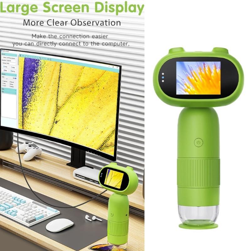 Children Handheld Microscope 1000X Zoom 2MP Sensors Camera Ergonomic Design Lightweight Microscope for Easy Carrying