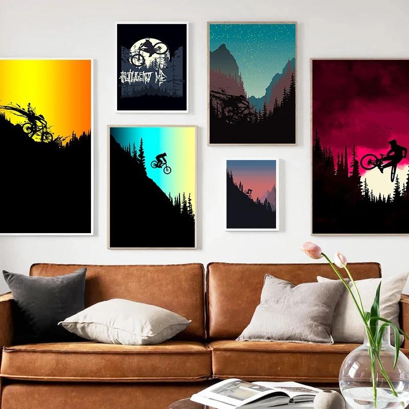Vintage Mountain Bike Posters Print Canvas Painting Sport Fans Wall Art Picture For Living Room Home Decoration