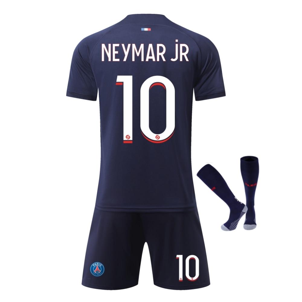 Zestaw Koszulka Piłkarska dla Dzieci Paris Neymar Koszulka Piłkarska Spodenki Oddychająca Szybkoschnąca Odzież Sportowa Niebieski Biały