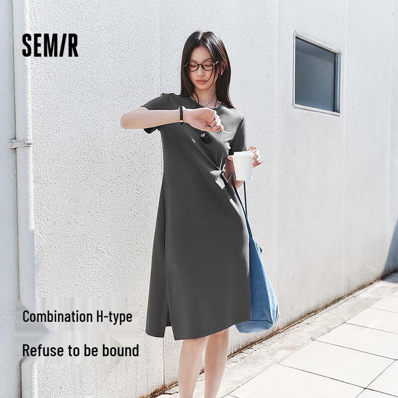 Semir Women's Slimming Knot Slit T-Shirt Dress