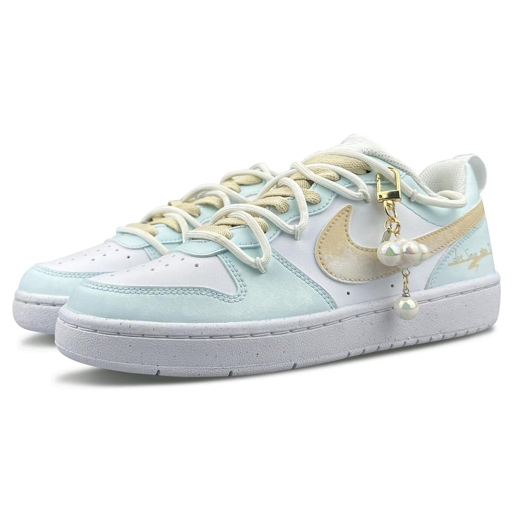 Nike Court Borough Low Sea Salt Coconut Low top Skateboard Shoes GS White Blue DV5456-106(Team79-)
