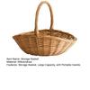 Handwoven Rattan Storage Basket with Handle Rattan Basket Store Sundries Container for Fruit Vegetables