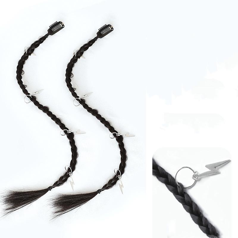 

2 шт., синтетический парик, косы с заколками, коса для наращивания волос, аксессуары, кольца, дреды, веревка для волос в стиле хип-хоп, мишура