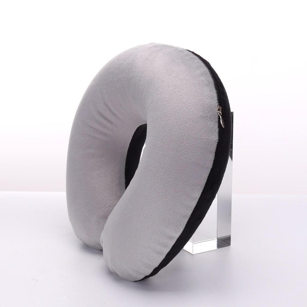 Promotional Inflatable U-Shaped Travel Neck Pillow with Plush Outerwear