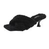 Fashion High Heels Slippers Women Square Toe Heeled Sandals Designer 2025 Summer New Shoes Fur Fashion Party Slingback Woman Flip Flops