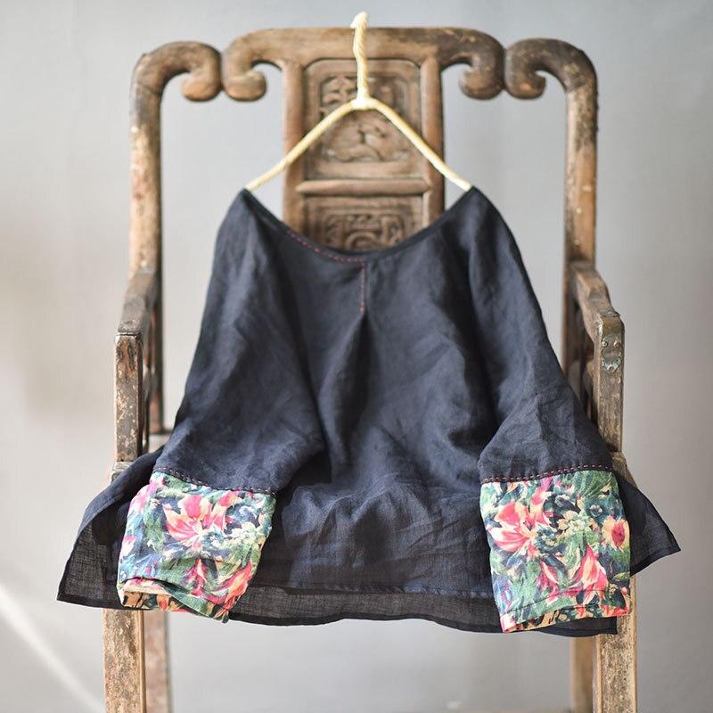 Johnature Spring Autumn Vintage Retro Patchwork O-neck Long Sleeve Cotton Linen Shirt Leisure Loose Blouses