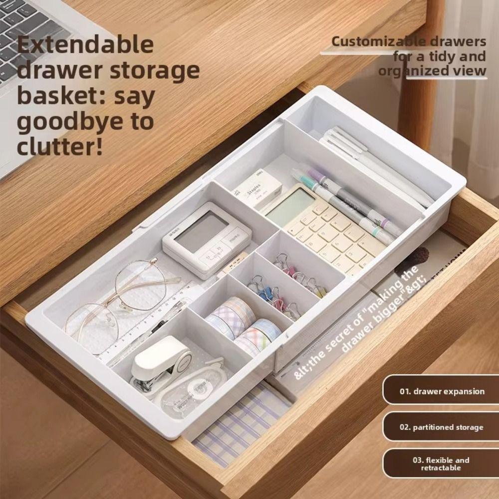 Plastic Telescopic Drawer Storage Container Stackable Adjustable Retractable Telescopic Box Household Pull Out
