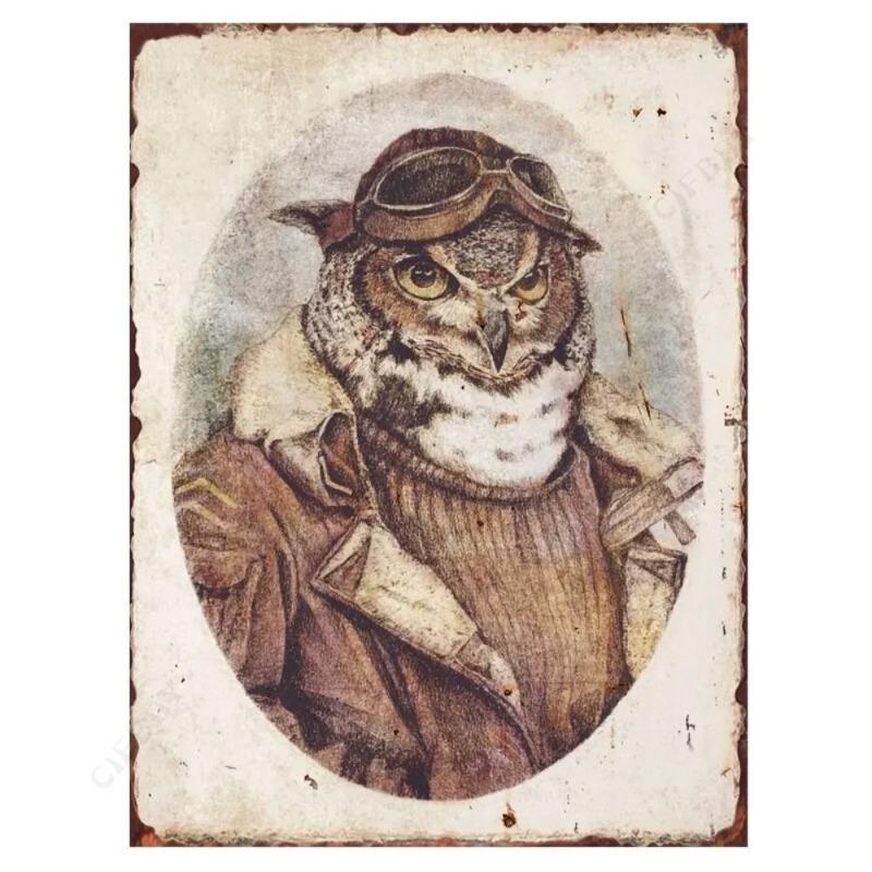 

Vintage Bear in Retro Clothing Metal Tin Sign Wall Decor 20x30cm