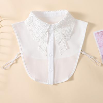 Colletto ricamato alla moda da donna, Decorazione versatile, Finto colletto in chiffon staccabile