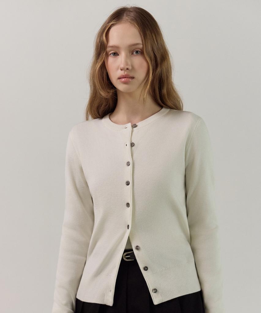 ELLIOTI Round Neck Button Cardigan_5Color