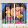 2 pieces - Figure - printed curtain - Polyester material - suitable for bedroom, living room, study private curtain