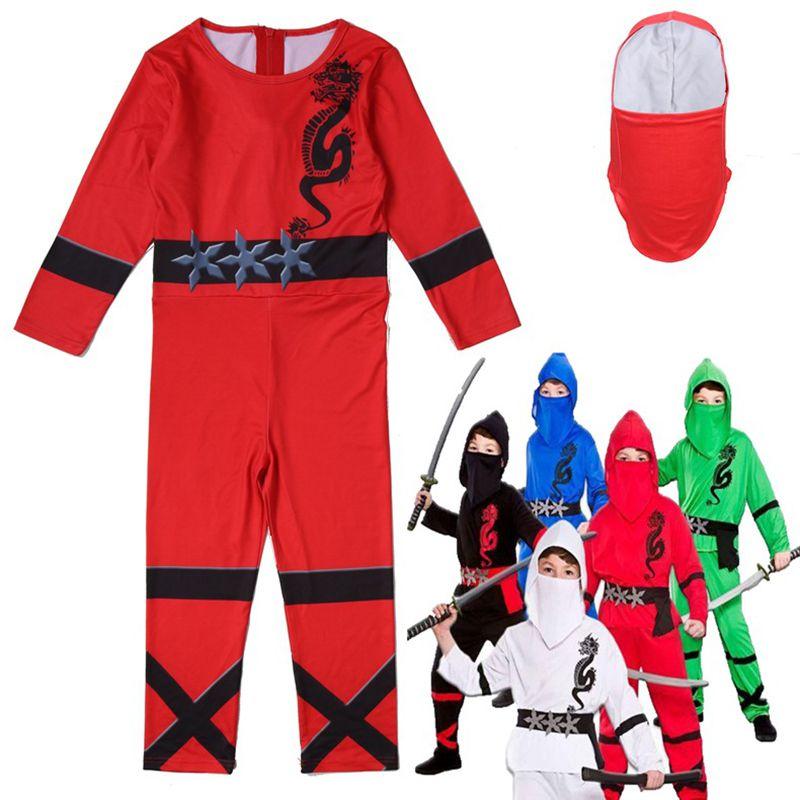 Ninja Power Boys Costume Martial Arts Japanese Samurai Warrior Dress Fancy