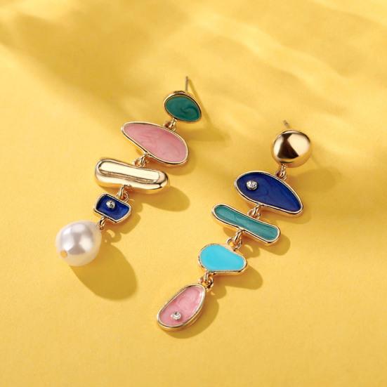 1 Pair Dangle Earrings Multicolor Rhinestones Jewelry Exquisite All Match Colorful Stud Earrings for