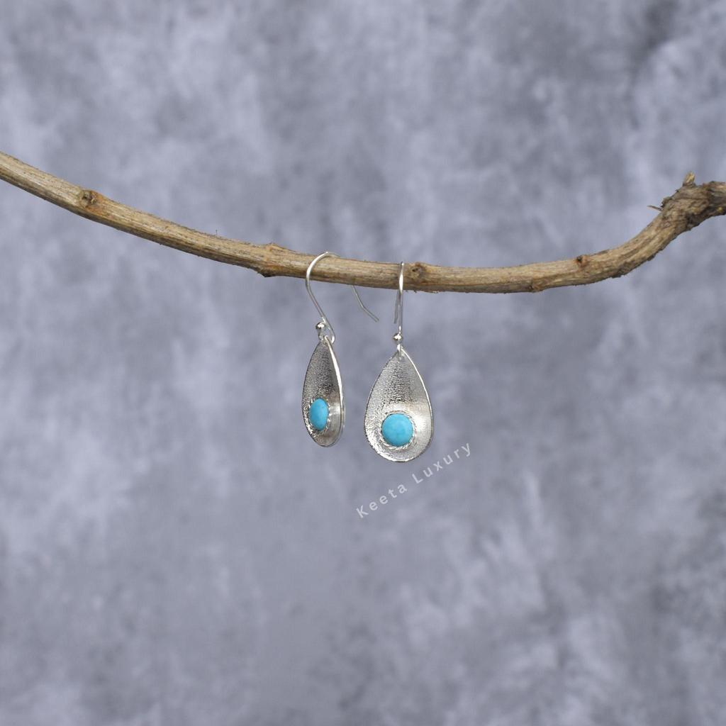 Natural Turquoise Earrings Turquoise Handmade Earrings Sterling Silver Gemstone Earrings for Women Unique Fashion Earrings Gifts for Her