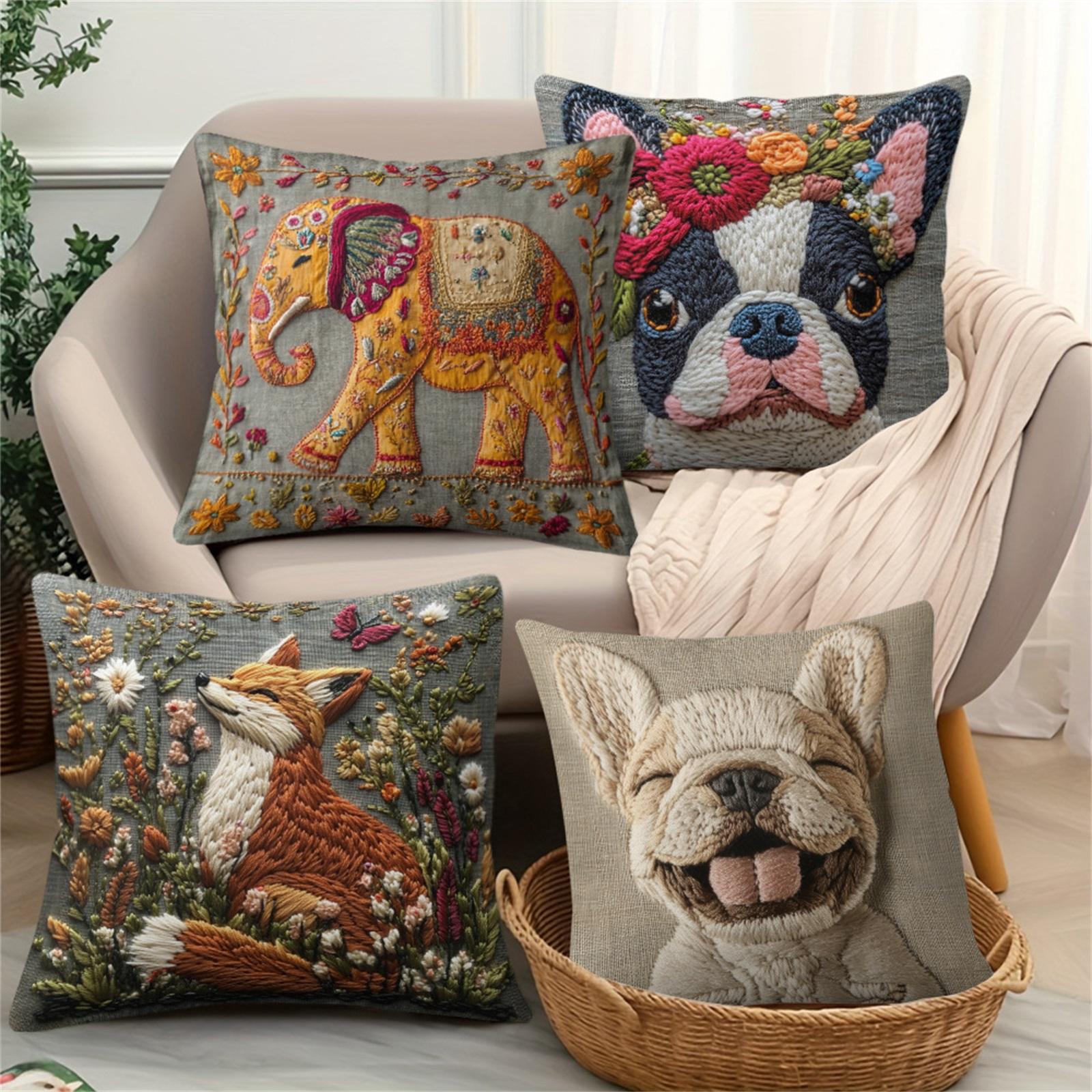 

Retro Animal Print Pillow Cover, Home Living Room Sofa Pillowcase, Cushion One Size