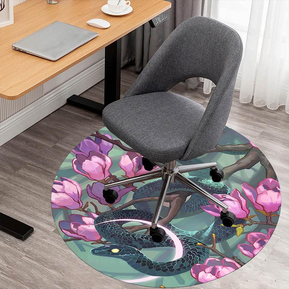

1pc Snake Blossom Round Chair mat office Area Rug - Non-Slip, Floor Mat for Office, Bedroom, and Indoor Decor p127002 80cm by 80cm