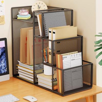 Multifunctional Metal File Organizer Industrial Desktop Document Holder Office Storage Shelf for Supplies Workspace Organization