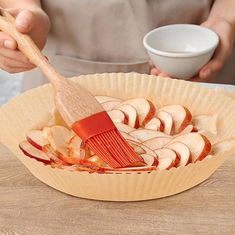 Air Fryer Paper Non-Stick Disposable 6.3 Inch Unperforated Parchment Paper Bamboo Steamer Liners Steaming Basket