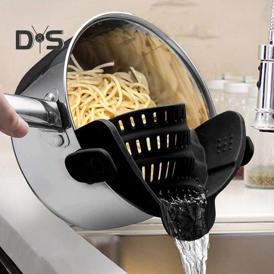 Silicone Clip On Pan Pot Strainer Anti-Spill Drain Basket Food Grade Universal Colander for Pasta Fruit Vegetable Kitchen Restaurant Picnic