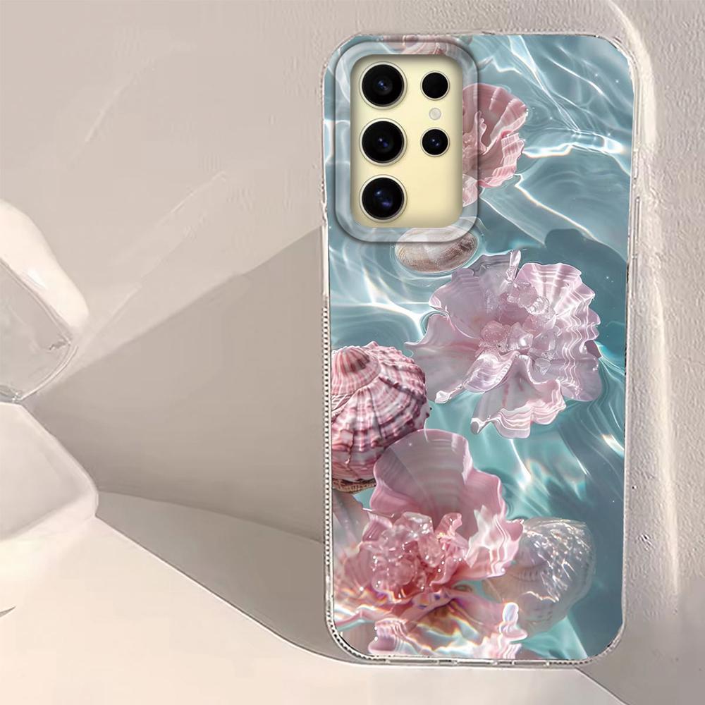 Sommer Ozean Perle Muschel Wasser Textur Mädchen Handyhülle für Samsung Galaxy S25 Edge S24 S23 S22 S21 FE Plus Ultra Schale Hülle