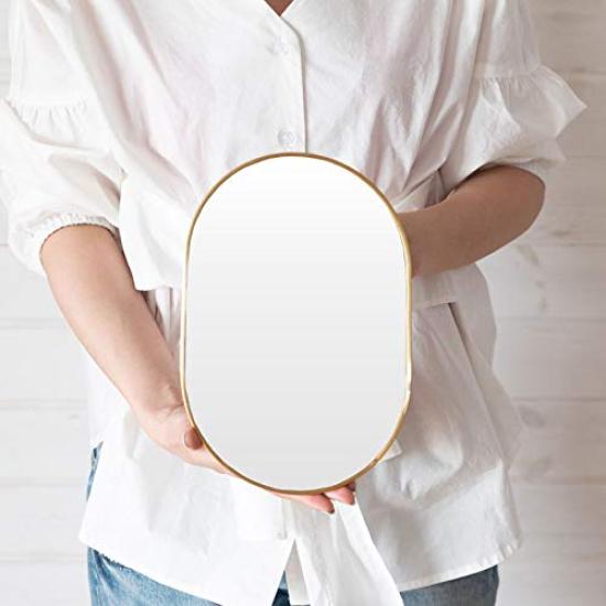 Oglindă de Masă Oglindă Kagami Oglindă de Masă Oglindă de Masă Antică Oglindă de Machiaj Elegantă de Tip Stativ Oval Cadru Alamă