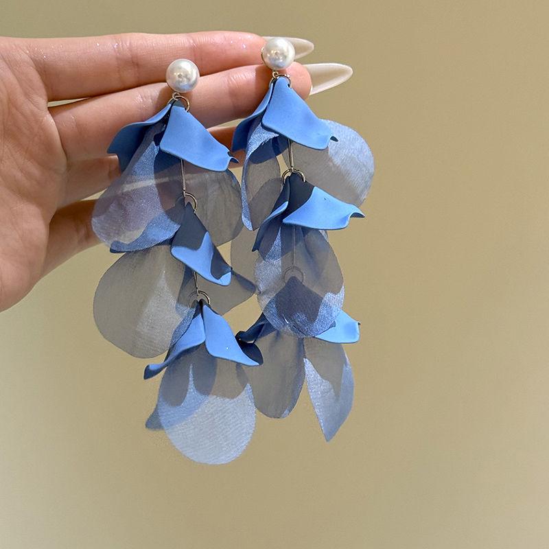 Colorful Dopamine Fabric Beaded Earrings – Women's Studs, Seaside Vacation Style, Ear Clips