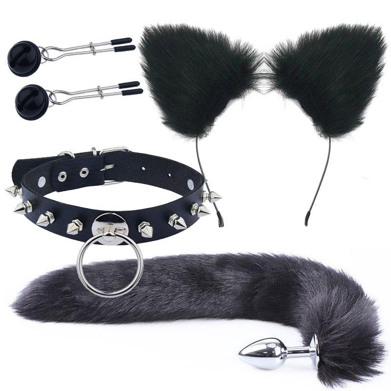 Erotic Ear Hairpin Breast Clips Vestibule Anal Plugs Male Female Apparatus Sex Toys Sm Bell Series Set Foxtail Anal Plugs