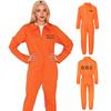 Halloween Prisoner Cosplay Jumpsuit with Manacle Halloween Unisex Children Adult Role Play Outfit Long Sleeves Lapel