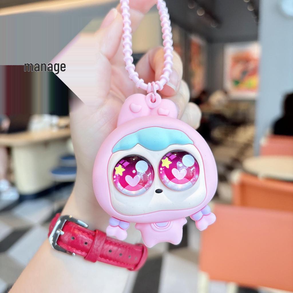 Cute Big-Eyed Braided Girl Squishy Keychain - Cartoon Doll Schoolbag Pendant Gift