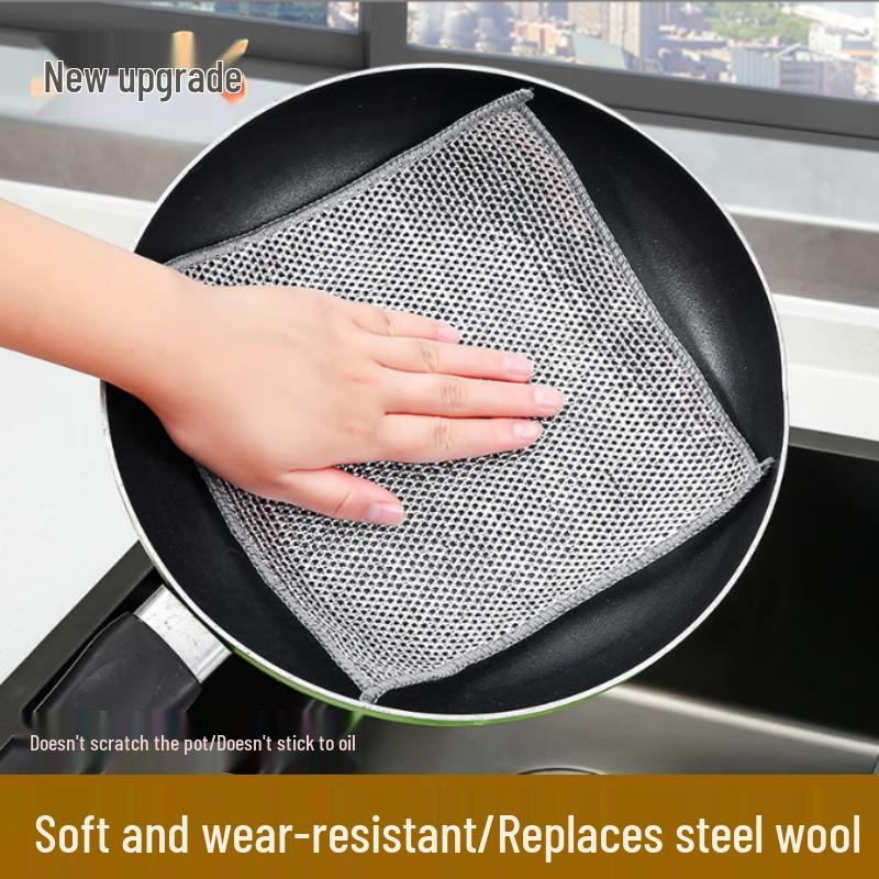 Thickened Silver Wire Mesh Dishcloth