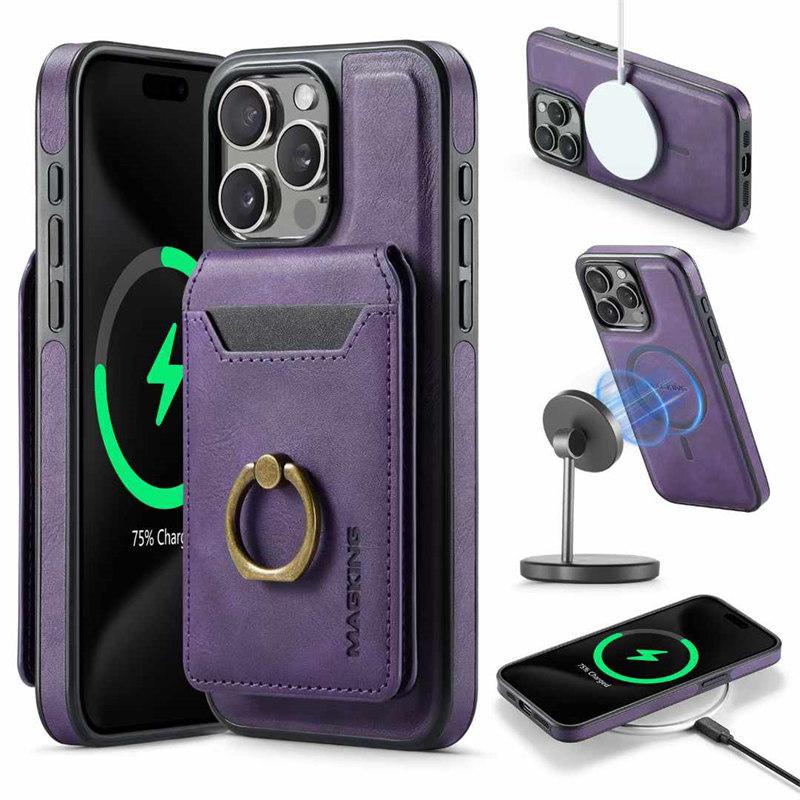 Detachable 2IN1 Real Magsafe Strong Magnetic Wireless Charging Wallet Case For iPhone 12 13 14 15 16 Pro Max Plus Cover