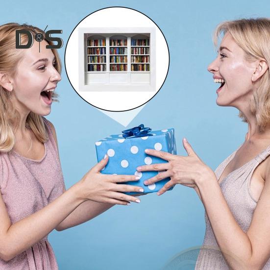 Ångest Bokhylla Miniatyrbibliotek med 200 st Miniböcker Skaka bort din ångest Träbokhylla Sensorisk leksak för Hem Kontorsinredning