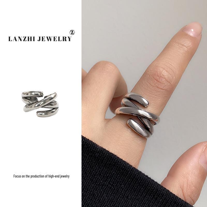 Lan Zhi 925 Sterling Silver Retro Open Ring - Unique Niche Design for Women
