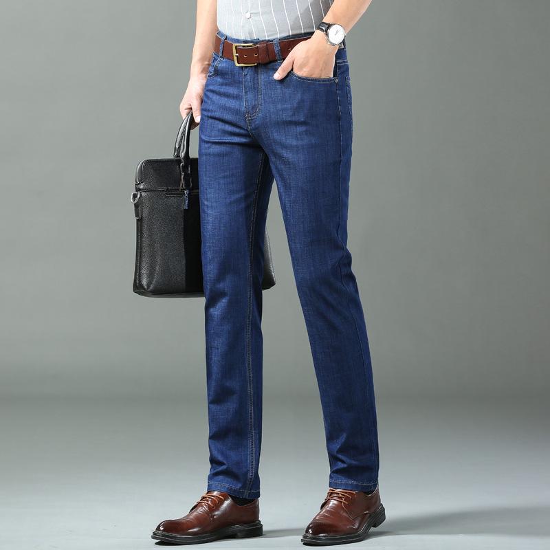 

Men s 2025 Summer Ice Silk Slim Fit Straight Leg Jeans 35