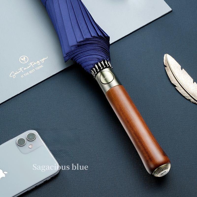 Light Luxury Long Wooden Handle Umbrella Enlarged Thickened Reinforcement Windproof Straight Handle Business Golf Umbrella