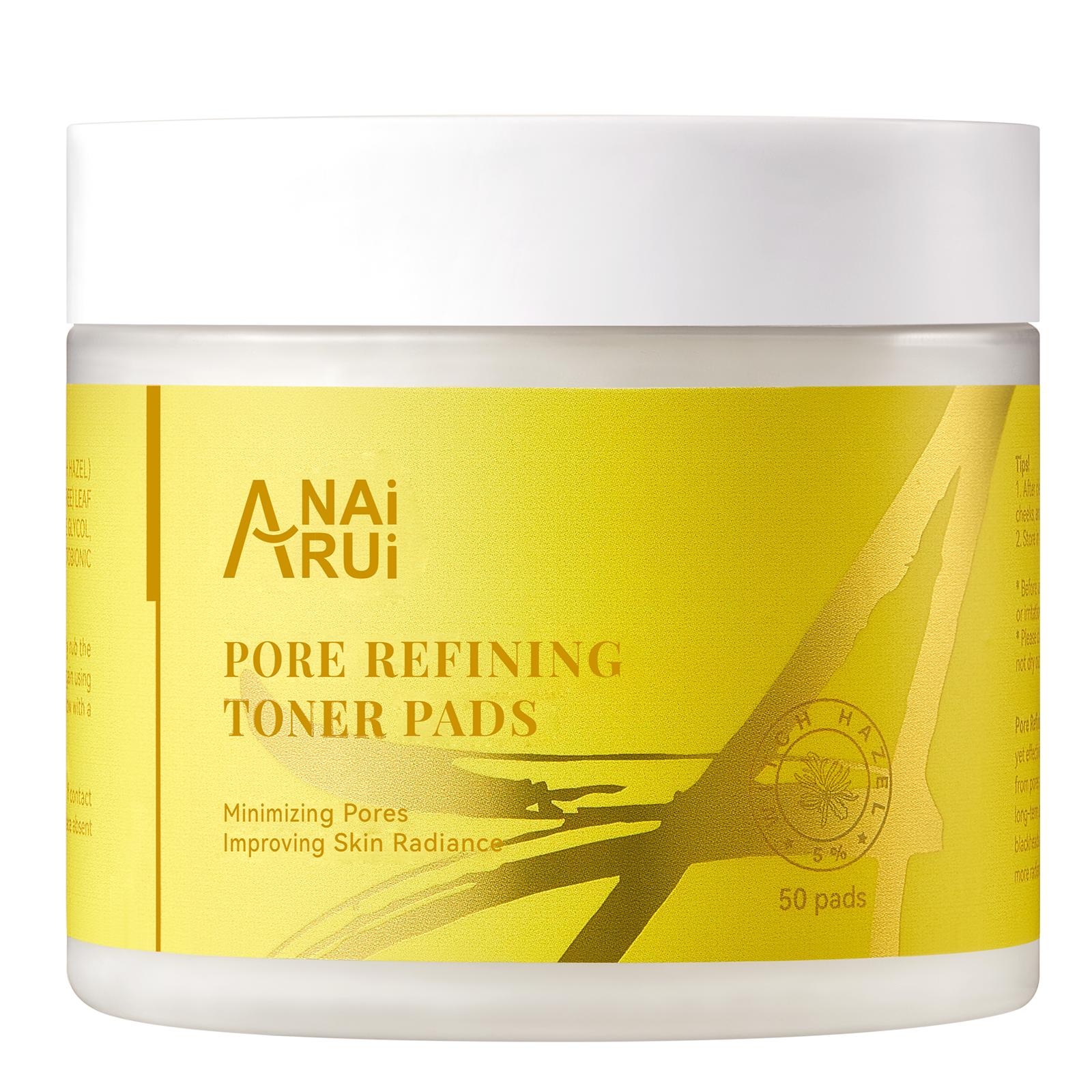 ANAiRUi Pore Refining Toner Pads, Witch Hazel PHA Salicylic Acid Niacinamide Exfoliating Pads, Oil Control Minimize Pores Facial Skin Care 50 Pads