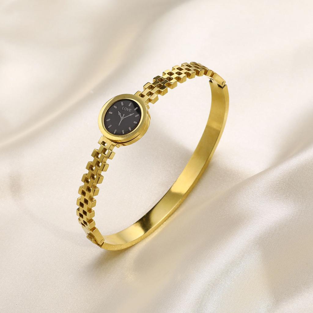 Customized Watch Dial Bracelet for Women, Gold Color Stainless Steel Round Bracelets, Fashion Jewelry Gift To Girls Lover Mom