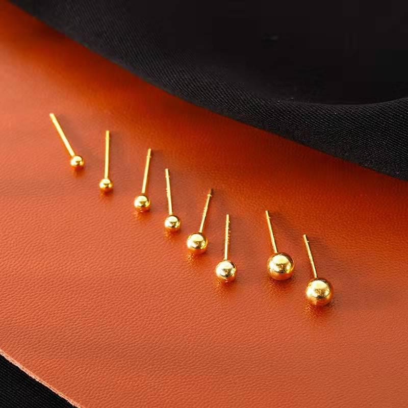 Beixi S925 Sterling Silver Golden Bead Peace & Well-being Earrings for Women - Simple Fashion. 925 Sterling Silver