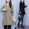 Damen Herbst/Winter Splicing Strickpullover Design Locker Kapuzen Winterparka Mantel Damen