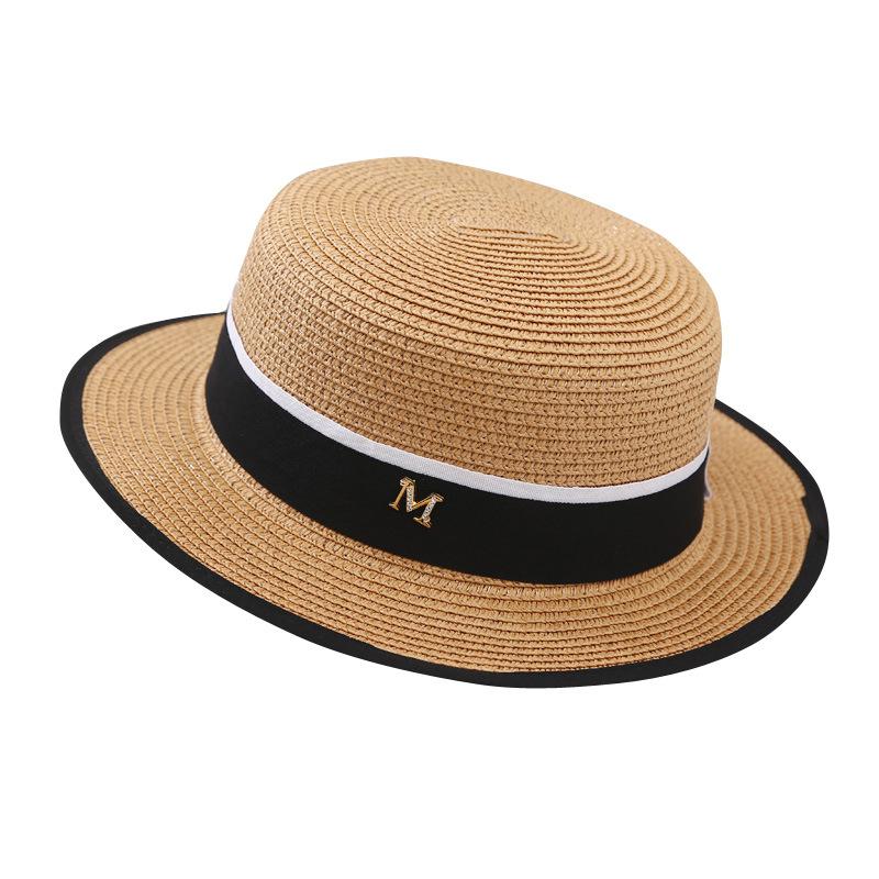 Hyunya Wind Rainbow Straw Bucket Hat Women's Summer Breathable Sunshade Sunscreen Bucket Hat Straw Hat Big Brim