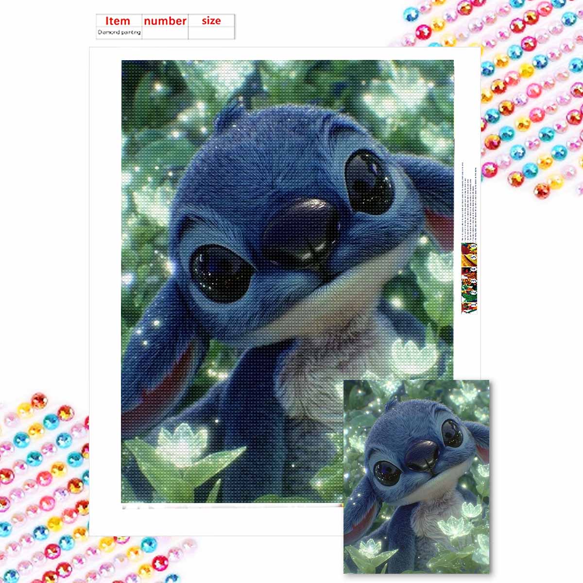 

DIY Diamond Painting Lovely Stitch Cross Stitch Kit Mosaic Art Diamond Painting Full Circle Diamond Home Decoration Round 20x30cm