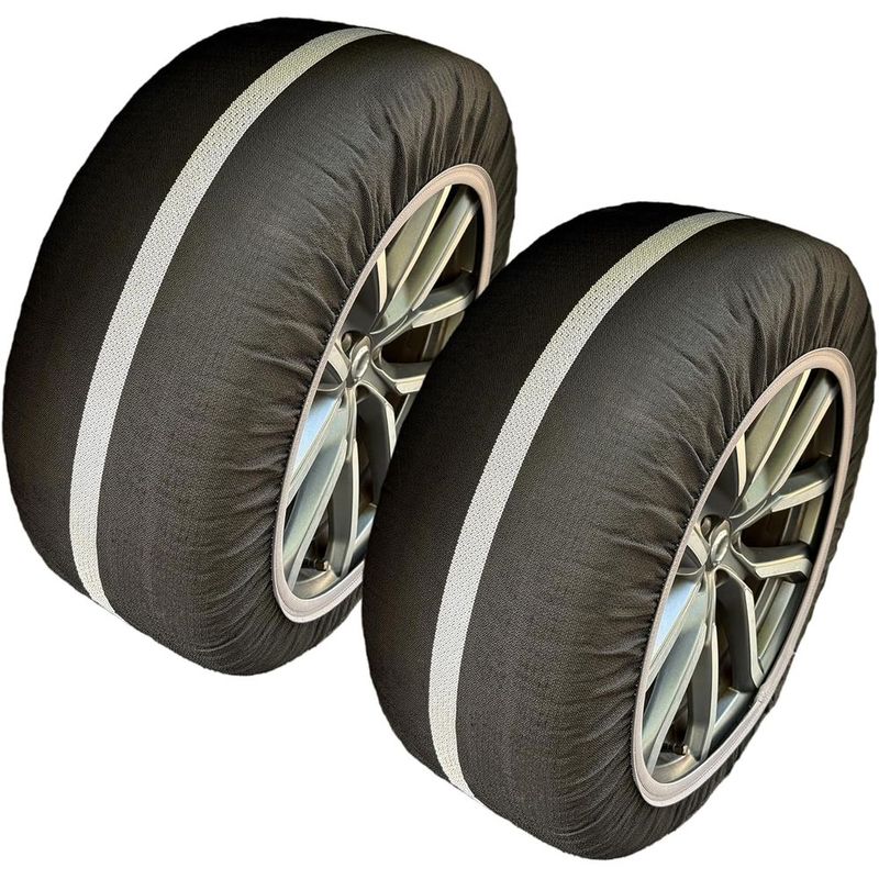 Tire Socks for Cars, SUVs & Pickups – Reusable Fabric Alternative to Chains for Snow & Ice – Easy Install, Low Clearance, Compat