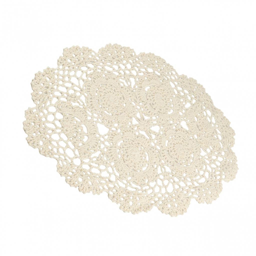 Dining Placemat Home Decoration Retro Oval Vintage Hand Crochet Doilies