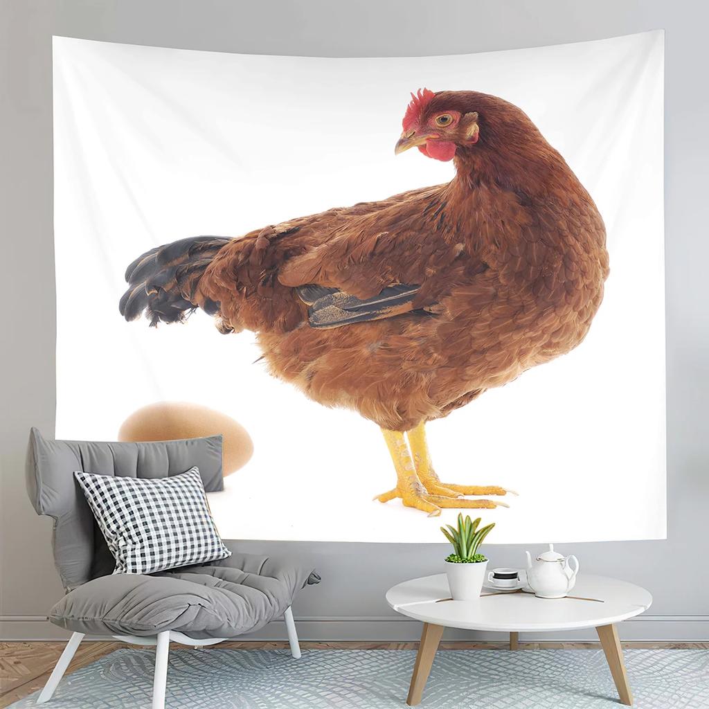 Farm Chicken Tapestry Funny Rooster  Animal Art  Home Living Room Bedroom Wall