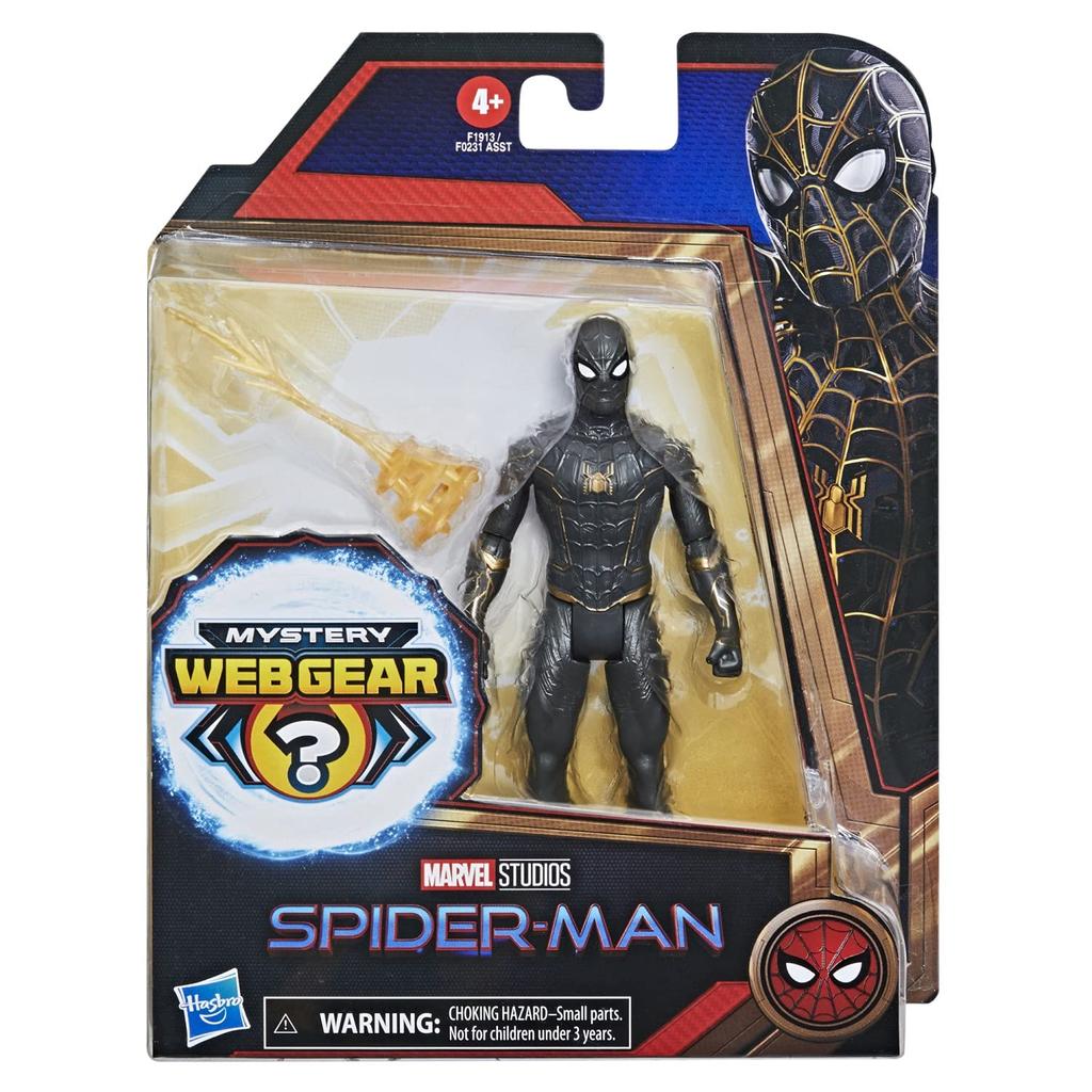Hasbro Marvel Spider-Man: No Way Home Mystery Web Gear/Black & Gold Suit Spider-Man Action Figure F1913 Authentic