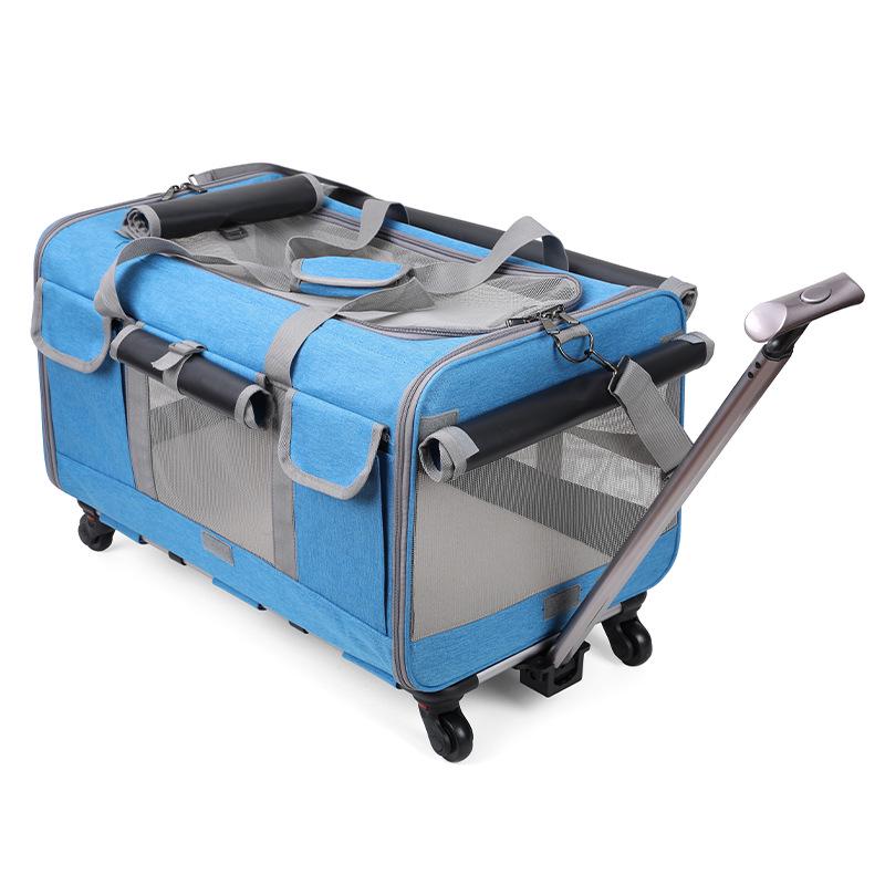Foldable Pet Trolley: Breathable Cat & Dog Carrier