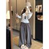 Kumikumi Design Puppy Print Long Sleeves Shirt Women Autumn Loose Slimming Casual Pants Trousers Two-piece Set